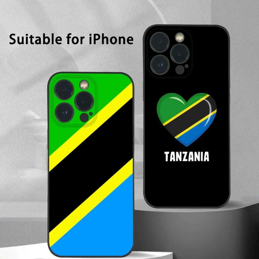 Flag Of Tanzania Pattern Phone Case For IPhone 15 14 13 12 11 Pro Xs Max Mini XR X 7 8 Plus Black Frosted Soft Shell Funda