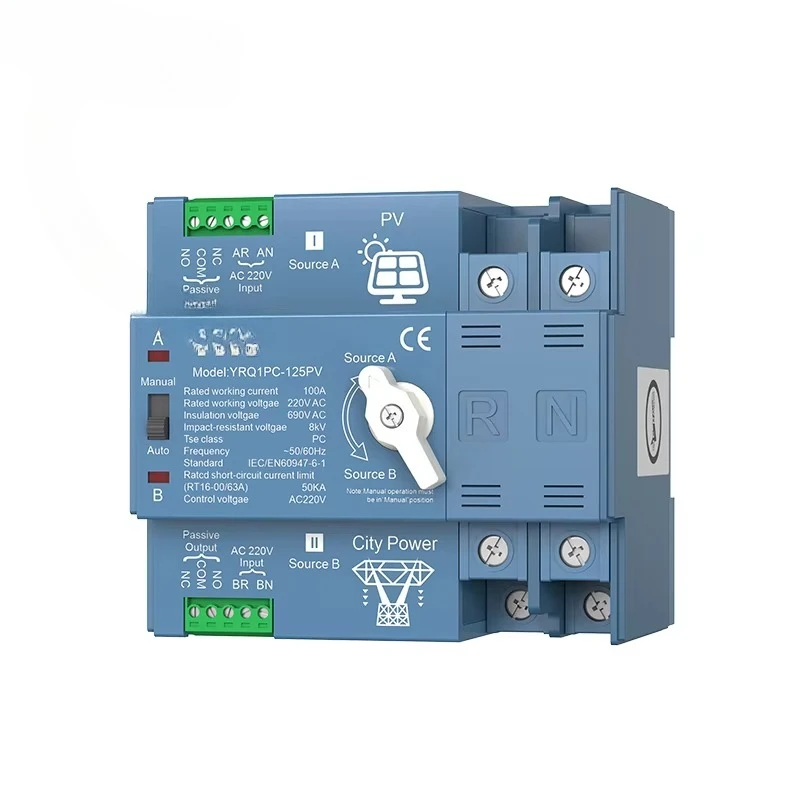 ATS 125A Wholesale Automatic Transfer Switch Controller ATS Mini with CE Certificate Commutatore Automatico Di Rete