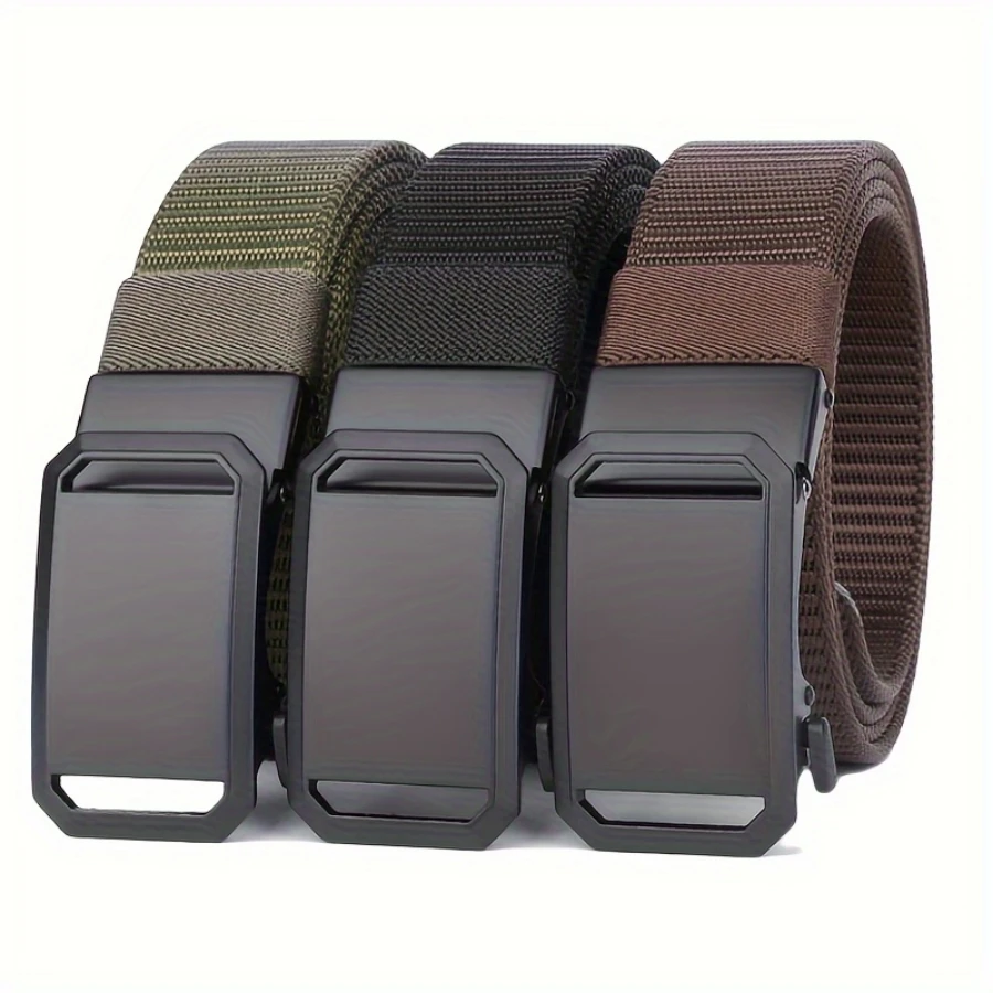 New Automatic Buckle Belt, Canvas outdoors Workwear Casual OutdoorTraining Pants Belt For Men belt