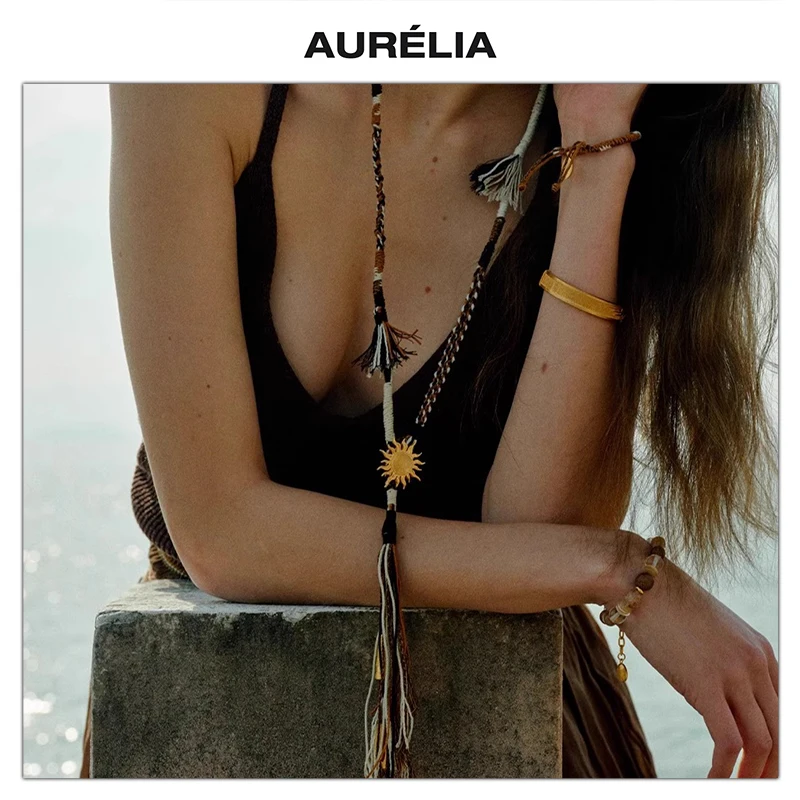 

Europe Vintage Braided Rope Gold Silver Tassel Long Necklace Waist Chain Women Unique Design Bohemian Jewelry Trend