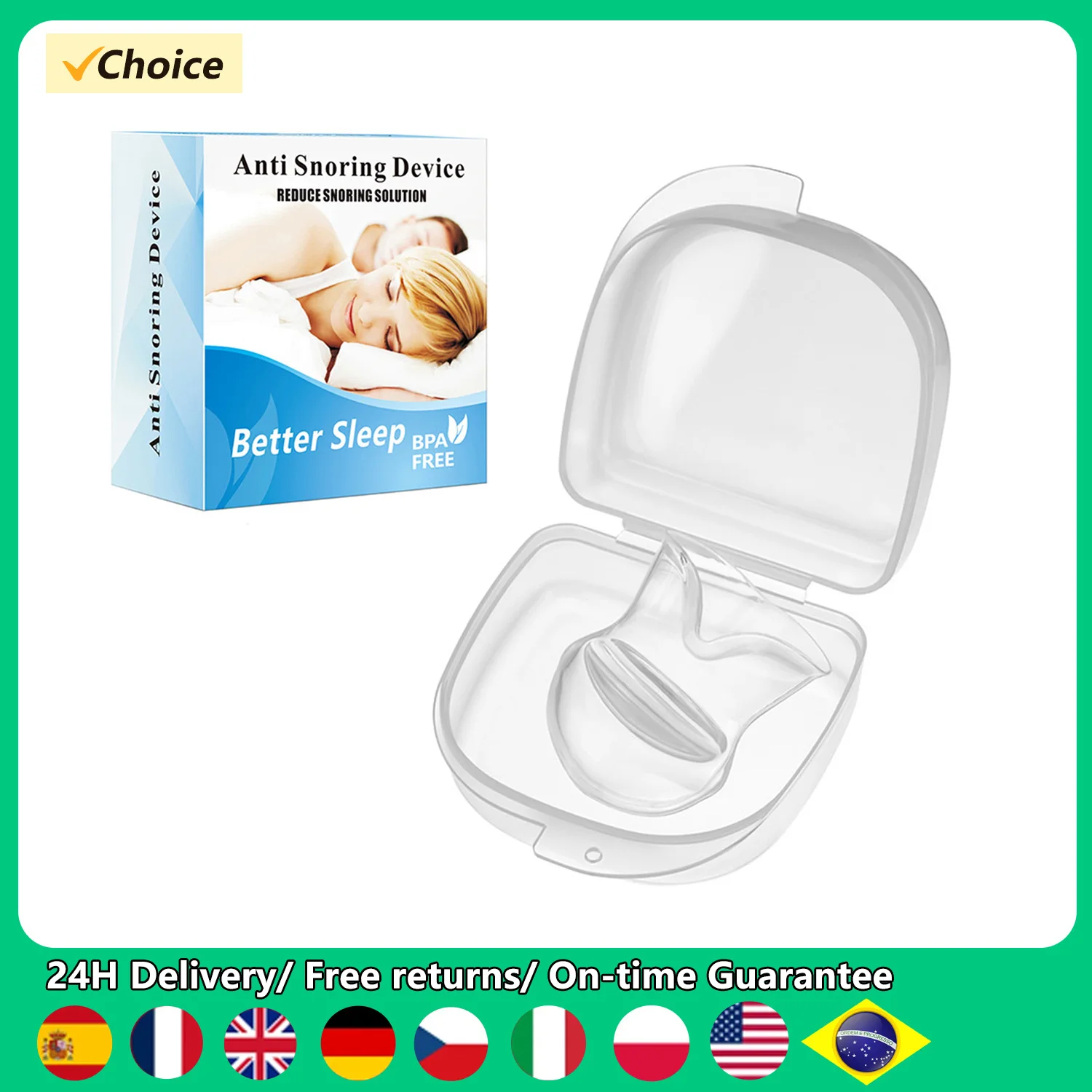 Anti-snoring Device Silicone Tongue Cover for Mouth Anti Snoring Solution for Better Nighttime Sleeping