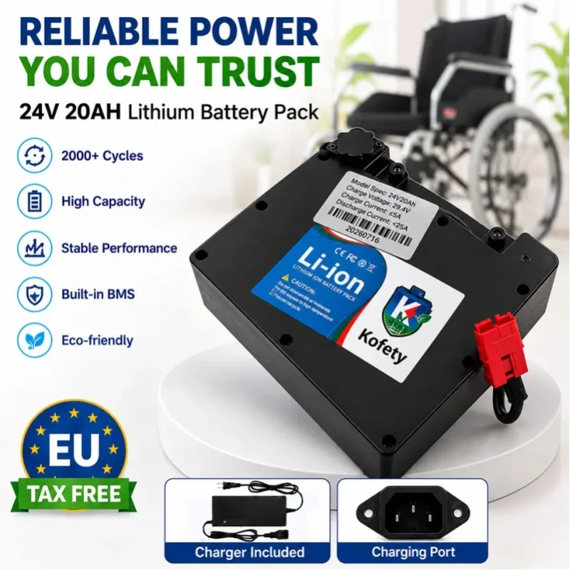 Schneller Versand 24V 20Ah Lifepo4 Akku-Pack 8000 Zyklen Lange Lebensdauer Universeller 25,6V Elektrorollstuhl Spezifischer Wiederaufladbarer Akku