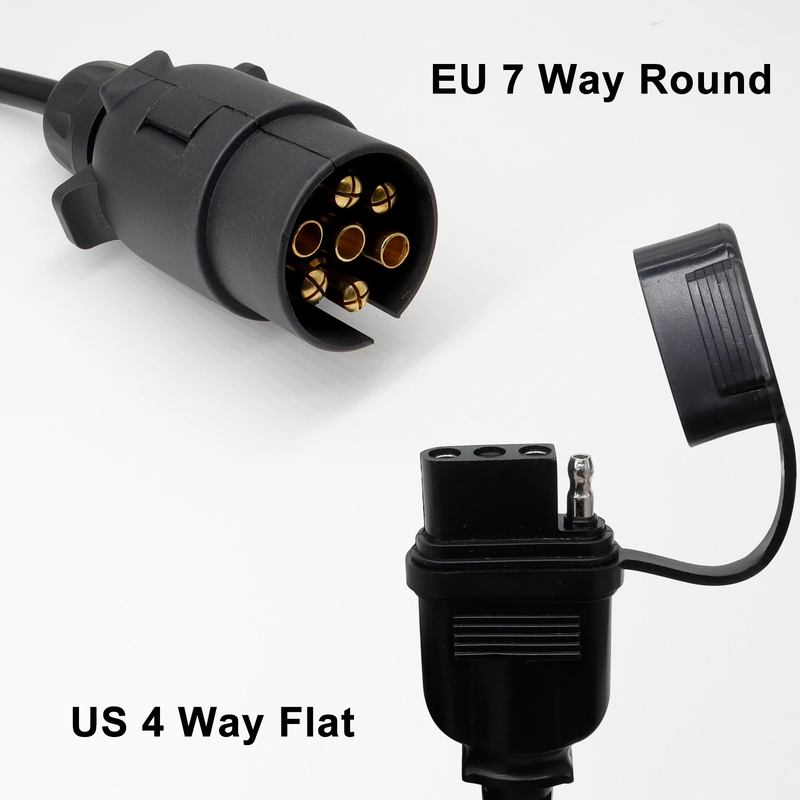 Europe to US Trailer Light Converter EUR 7 Way Round to USA 4 Way Pin Flat Rv Trailer Light Plug Wire Adapter Connector Socket