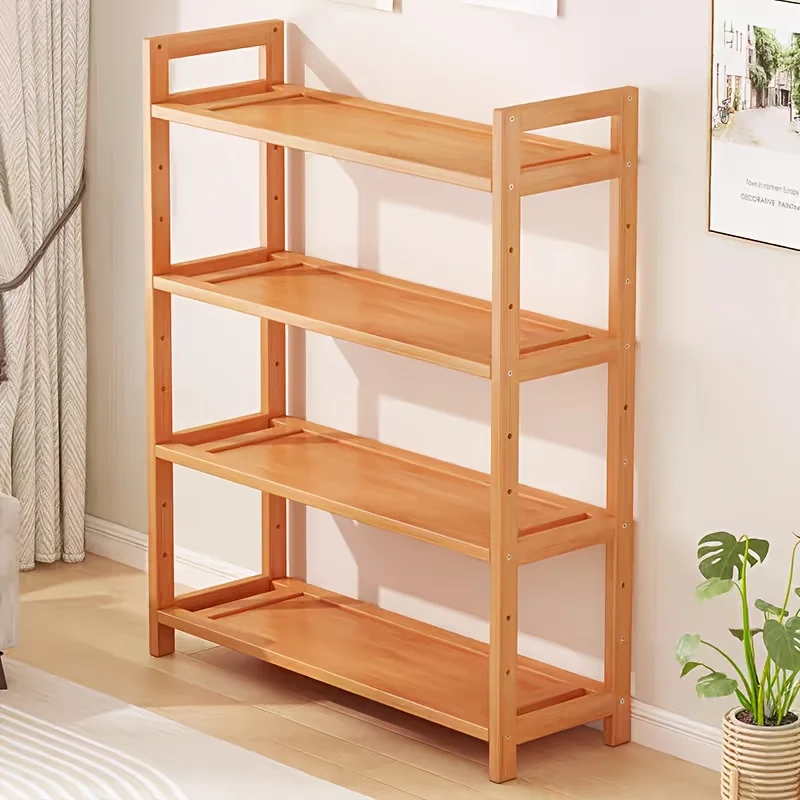 

4-Tier Bamboo Storage Shelf - Vertical Pantry Organizer for Kitchen Cabinets, Bathroom Counters, Desk Bookshelves, Shoe Storage,