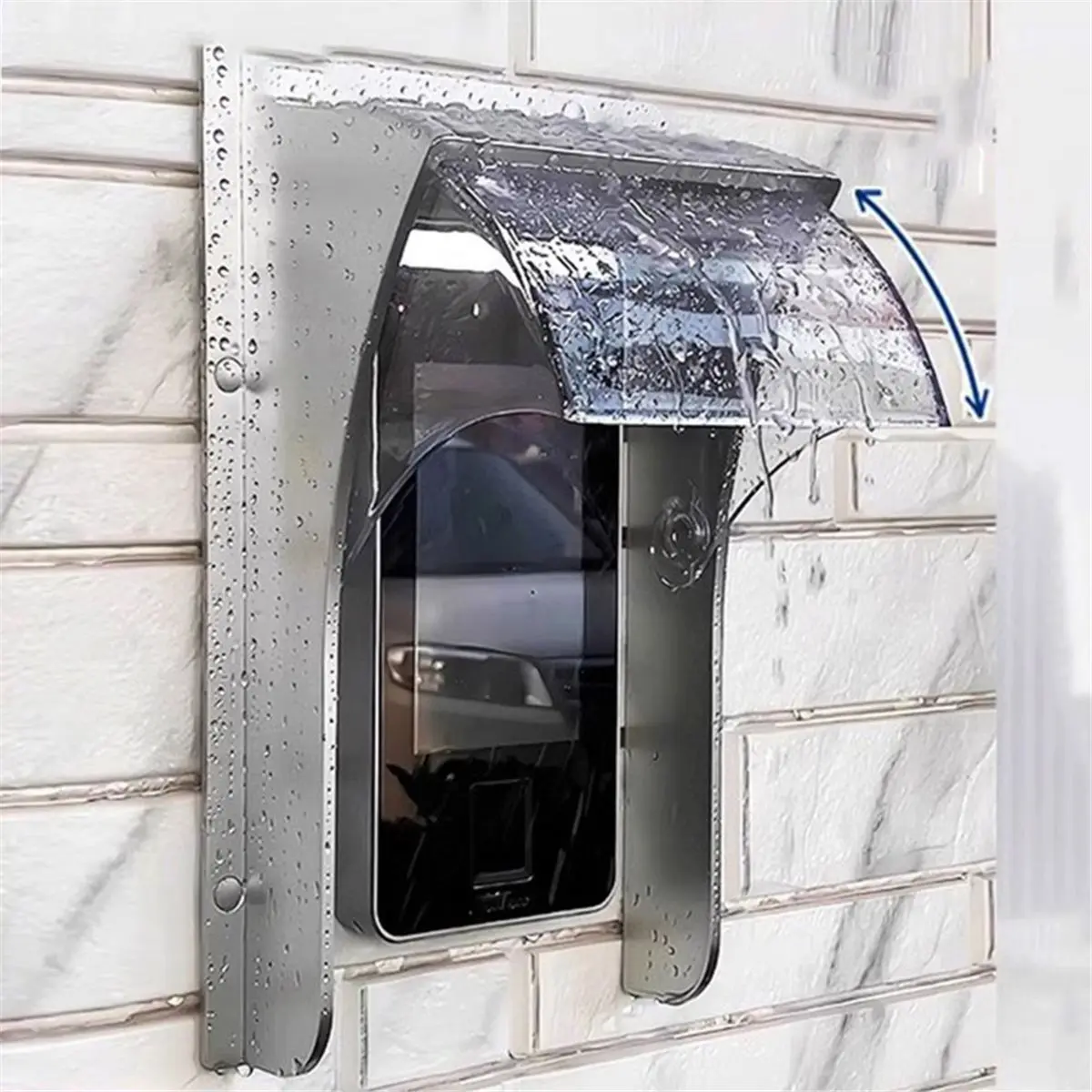 DT75BG Access Control Keypad Rain Cover, Waterproof Slide Shell for Fingerprint Controller Silver
