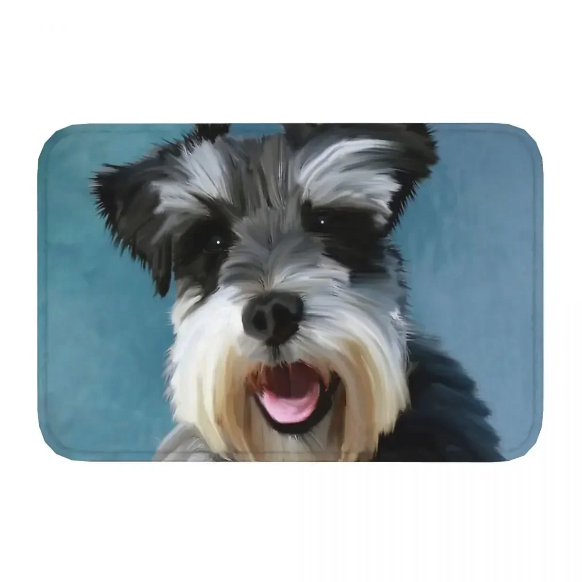 Animal Bedroom Mat Miniature Schnauzer Dog Water Color Art Painting Rug Home Doormat Kitchen Carpet Decor