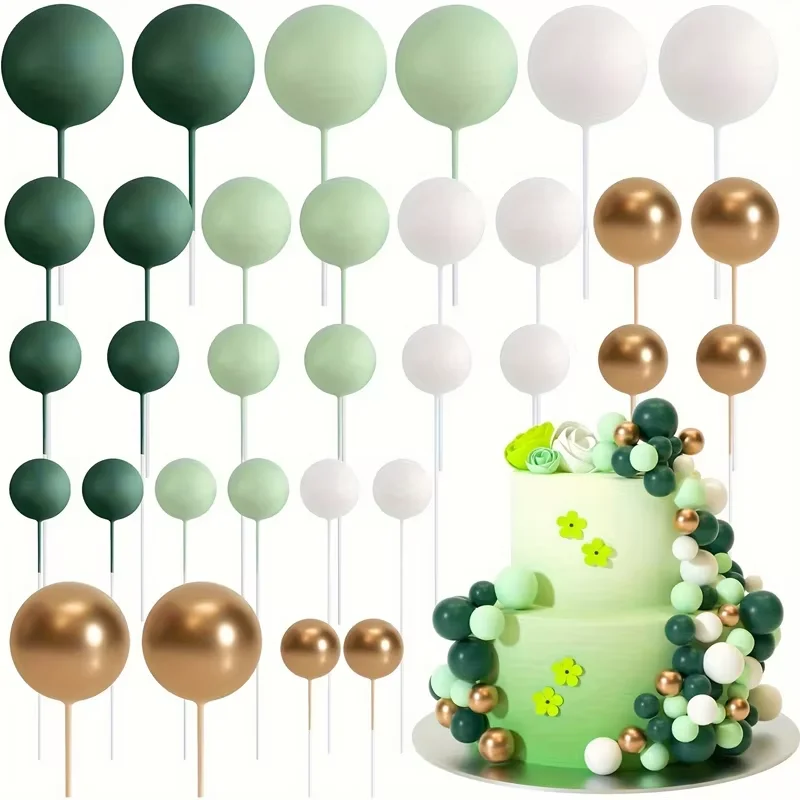 20 Stuks Cake Goud Zilver Bal Gelukkige Verjaardag Cake Topper DIY Cupcake Vlag Bruiloft Kerst Bal Decor Baby Verjaardag Decoratie - afbeelding 1