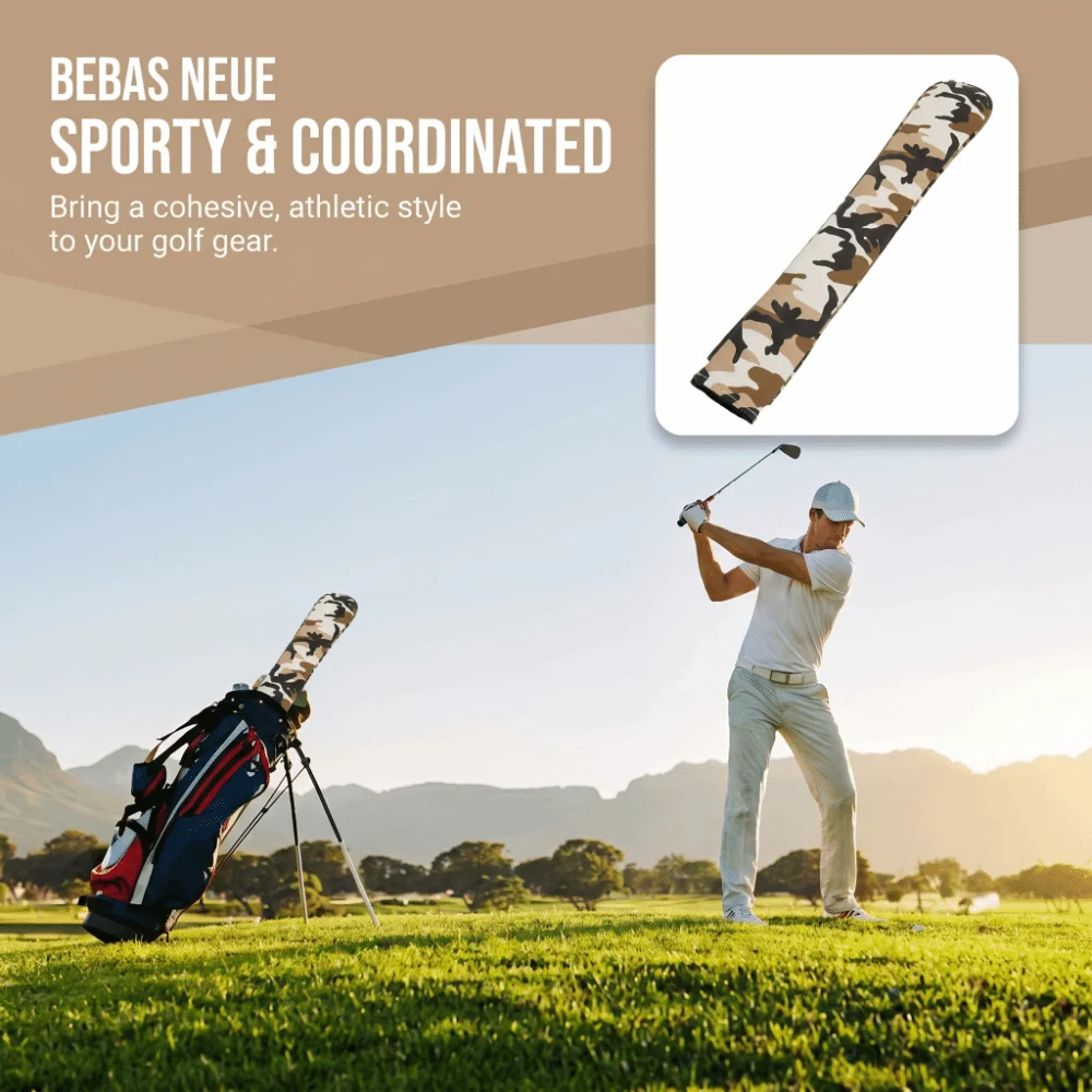 PU Material Golf Alignment Stick Cover Padded Structure Cylindrical Shape Golf Practice Accessory Print Open Bottom Golf Case