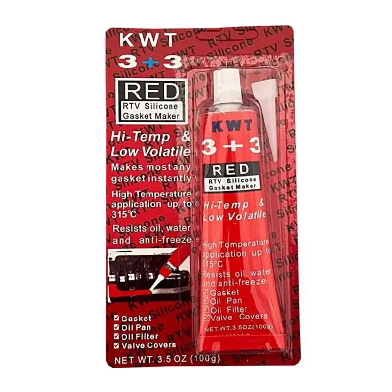 Sellador de silicona de alta temperatura, fabricante de juntas de motor rojo impermeable, pegamento de reparación de juntas de 100g, sellador