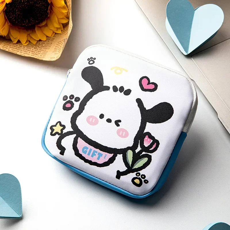 Sanrio Pochacco figurki Anime Kawaii dla dziewcząt podpaska higieniczna torba do przechowywania kreskówka Mini portmonetka przenośna kosmetyczka