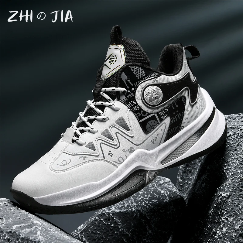 

Spring and Autumn Outdoor Leather Sneaker Couple Basketball Shoes Youth Fashion Anti slip Durable Large Footwear 35-45
