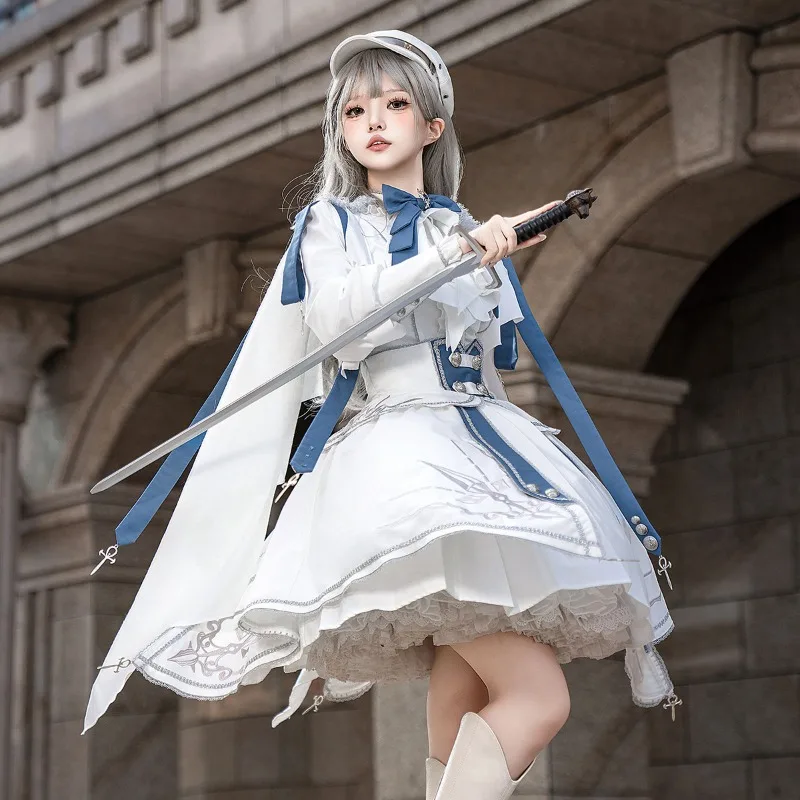 2026 New Lolita Long-sleeved Top Knight Style Suit Women Lolita High Quality Stand-up Neck Bow Long-sleeved Top+High Waist Skirt