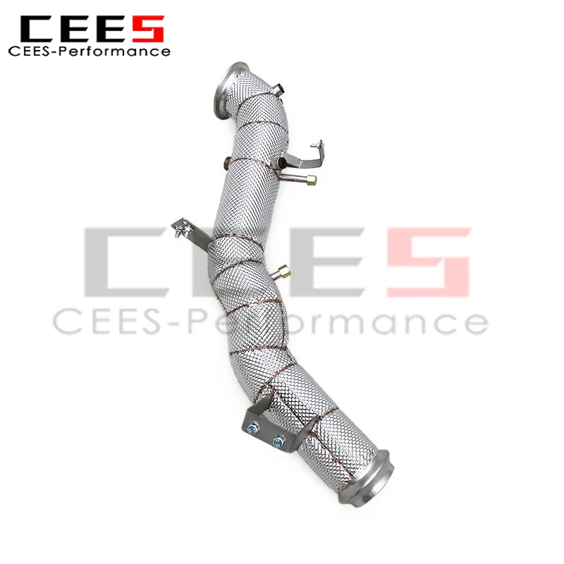 Cees Turbo Downpipe para Mercedes-Benz C63 AMG SE W206 2025- Escape Sin Cat Downpipe con protector térmico Tubos rectos a través de