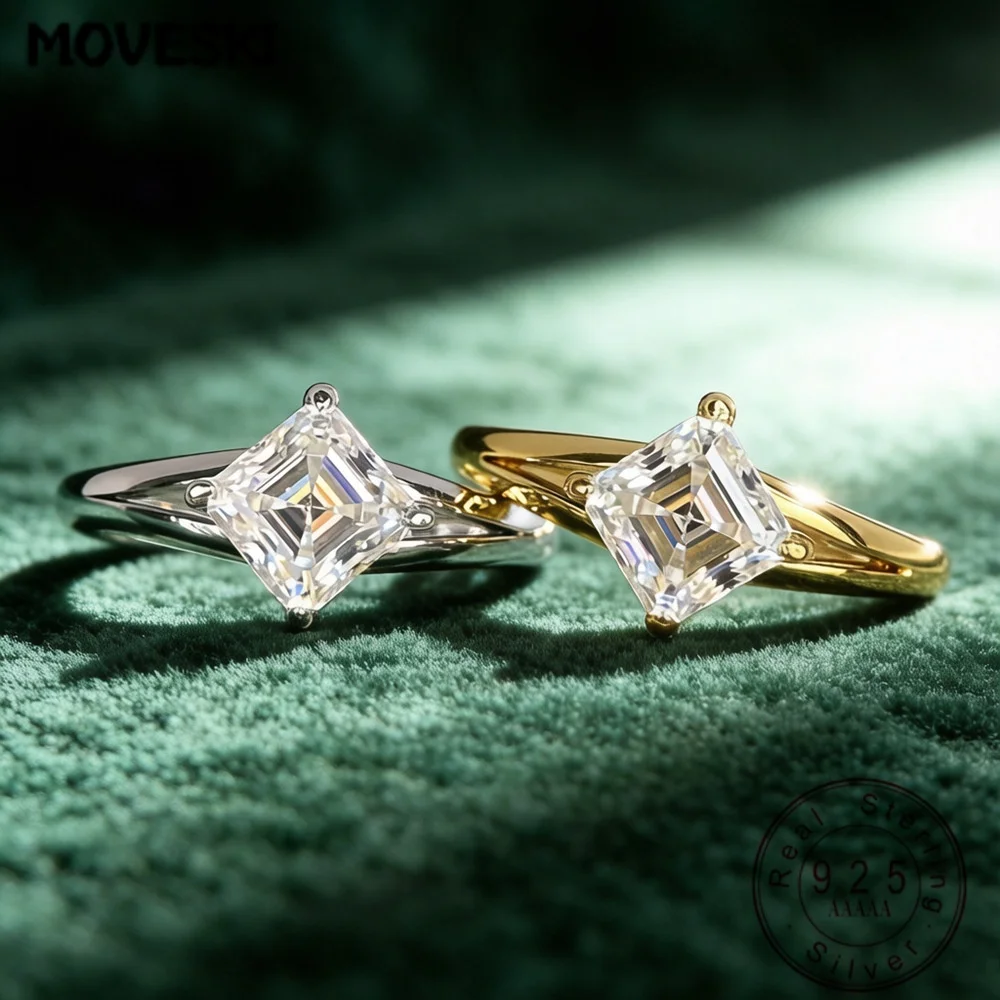 1CT Princess Cut Moissanite Solitaire Engagement Ring 925 Sterling Silver Promise Wedding Rings For Women Fine Jewelry