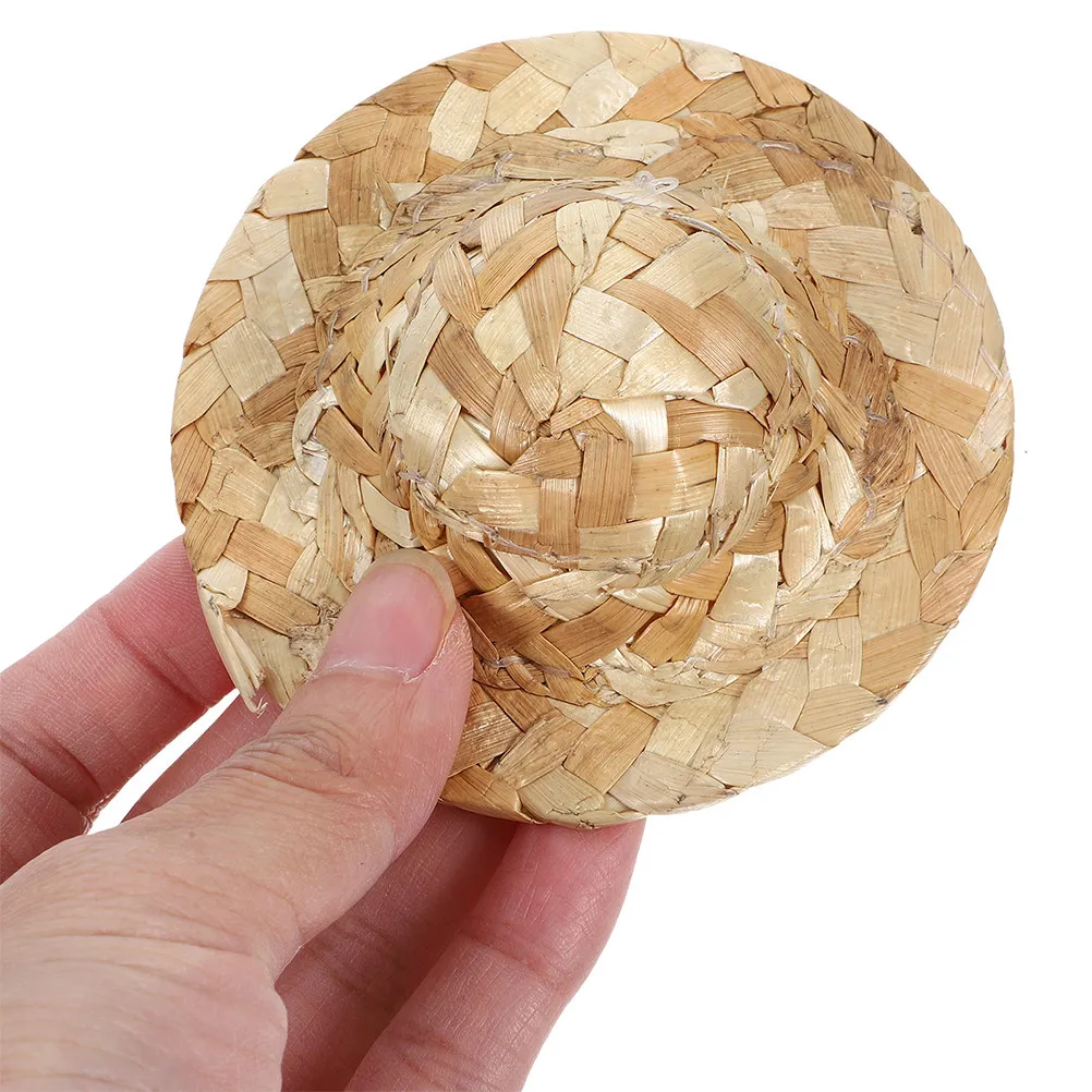 10 Uds. Mini sombreros tejidos, conjunto de manualidades creativas en miniatura, sombreros pequeños ligeros para bricolaje, decoración para fotos, mini sombrero