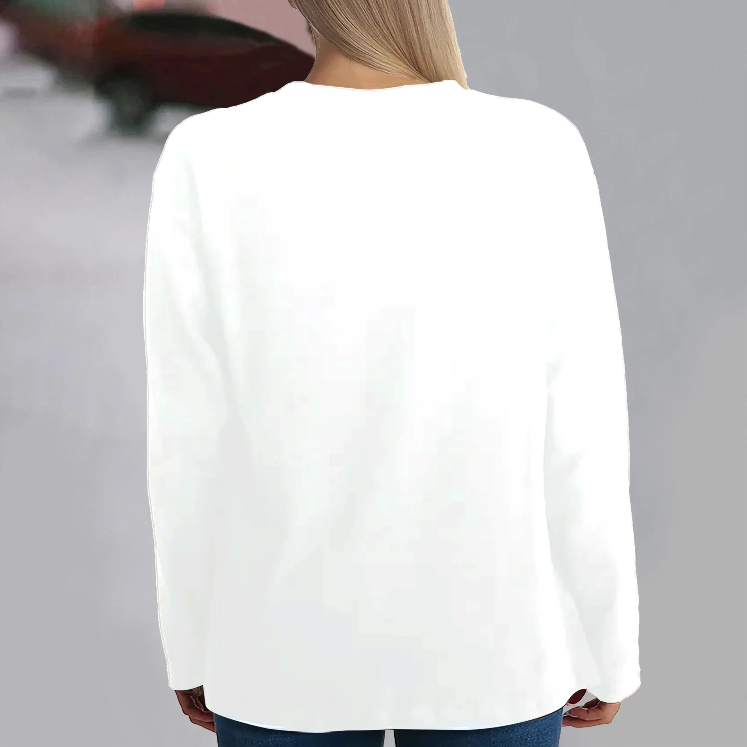 Christmas MonsterSPrinted Women\'s T-shirt Vintage Style Sweater Cotton Long Sleeve Ladies Clothing Oversized Street Pullover