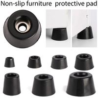 10pcs/bag Furniture Slip Feet Black Tapered Rubber Shock Protection Floor Protective Pad Bed Table Box Furniture Cups