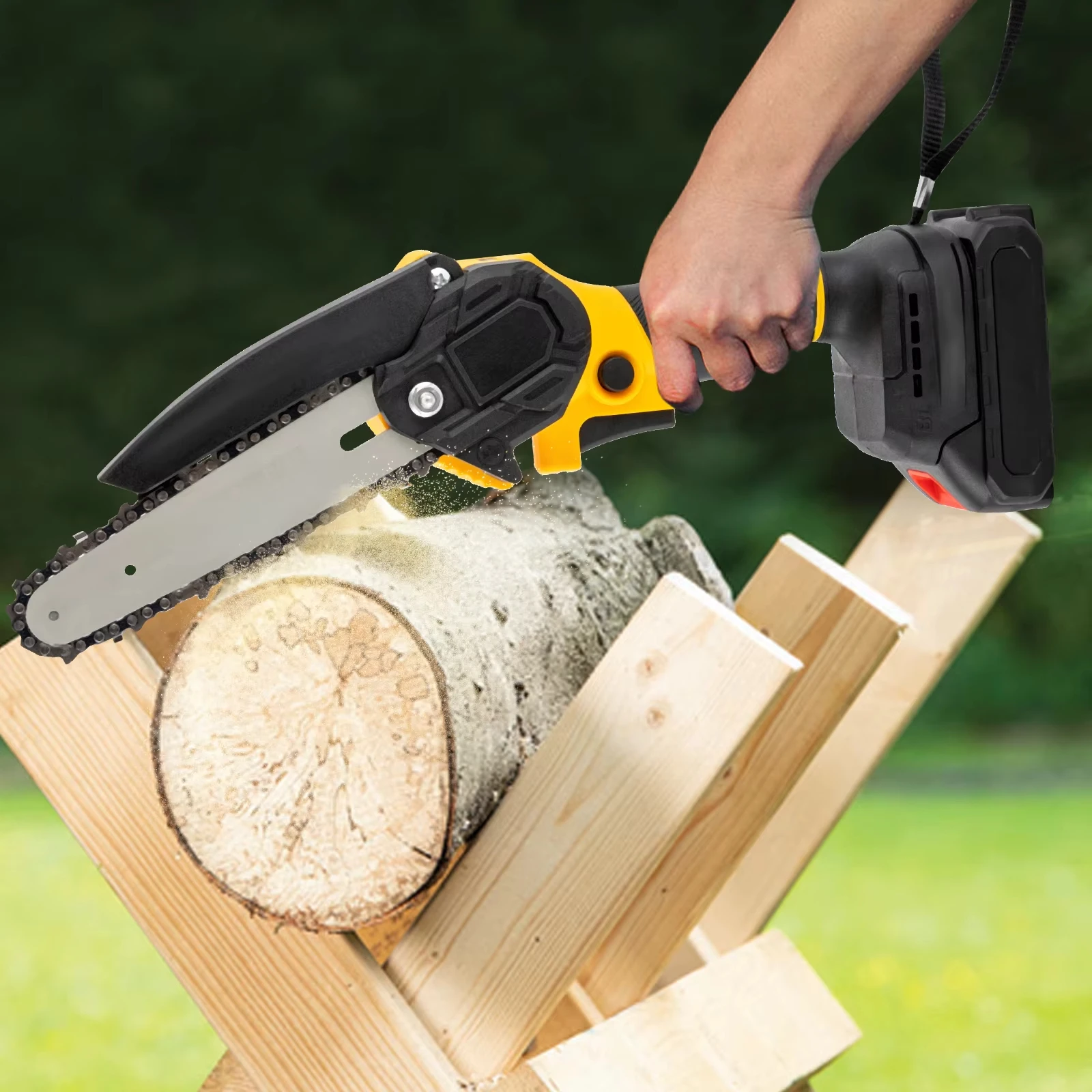 Mini motosserra para carpintaria, com lubrificador automático, elétrica, 6 polegadas, serra portátil, ferramenta elétrica para dewalt, bateria de 18v