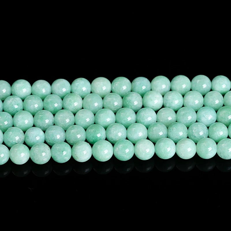 1 ستراند الحجر الطبيعي ميانمار حبة اليشم الجولة فضفاض خزر عازل DIY بها بنفسك صنع المجوهرات قلادة سوار مجوهرات الإكسسوار 15"