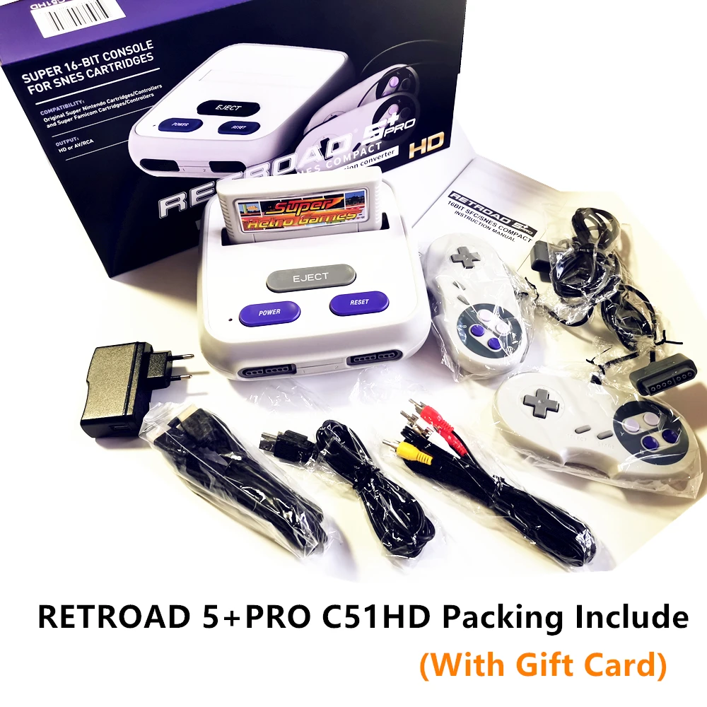 Retroad 5+PRO C51HD Newest Super 16-BIT Compact Console for SFC/SNES Cartridges Real Retro Hardware System 720DPI