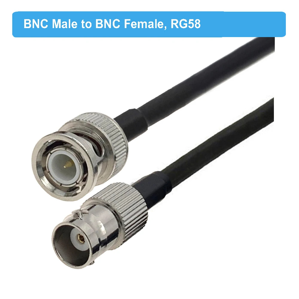 RG58 Coaxial BNC Male to BNC Male Plug RF Cable 50 Ohm Crimp Connector Double BNC Plug Male Pin Wire Cord 0.5M 1M 2M 5M 10M 20M