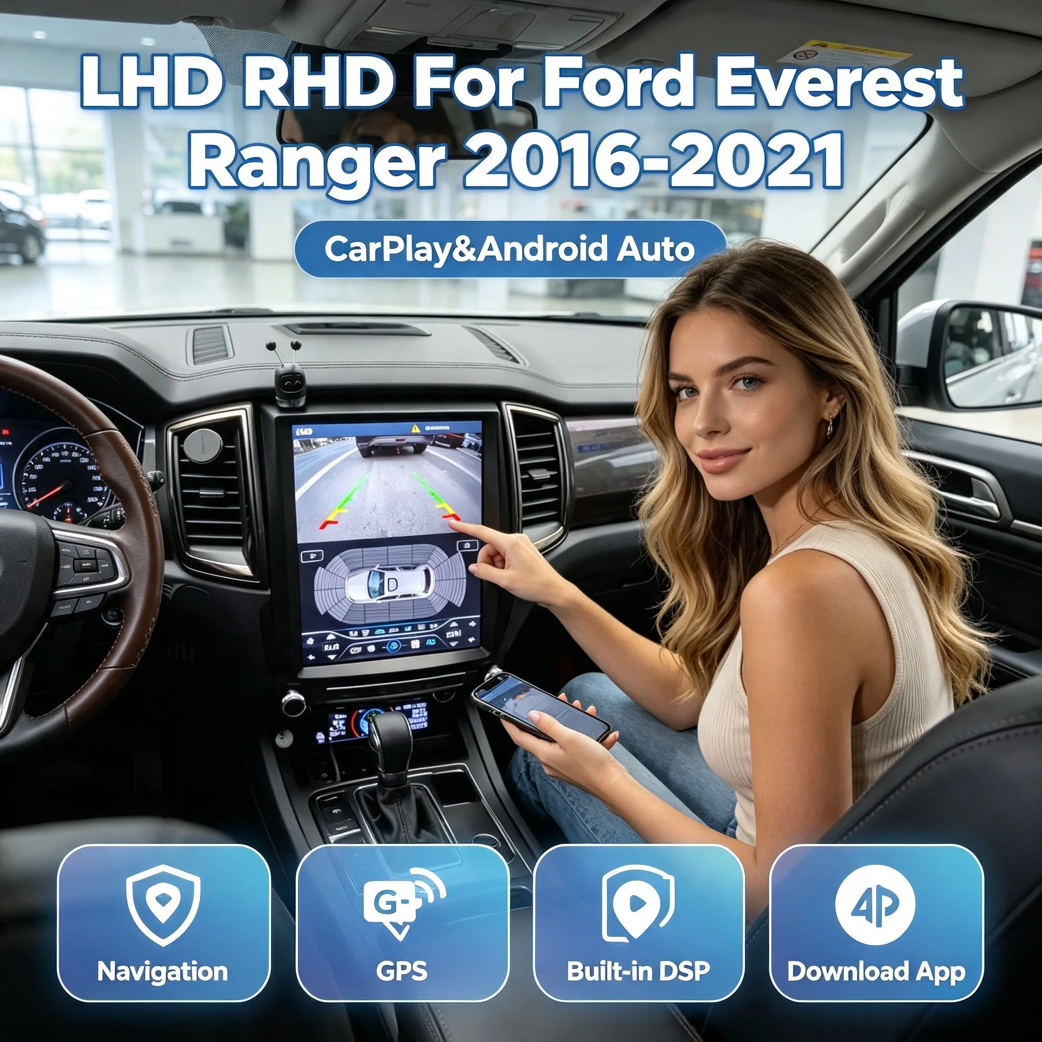 Android15 For Ford Everest Ranger 2016-2021 Car Radio Automotive Multimedia Screen Carplay Auto Bluetooth GPS WIFI Stereo