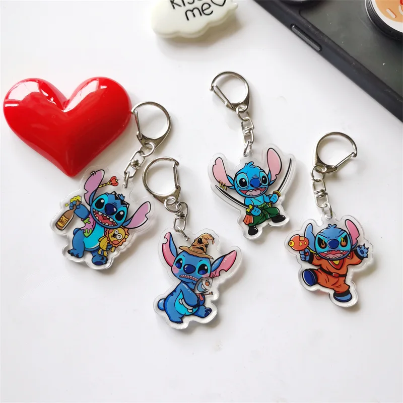 Disney Stitch Cute Cartoon Cosplay Toy Keychain Kawaii Periphery Backpack Pendant Schoolbag Decoration Adorkable Holiday Gifts