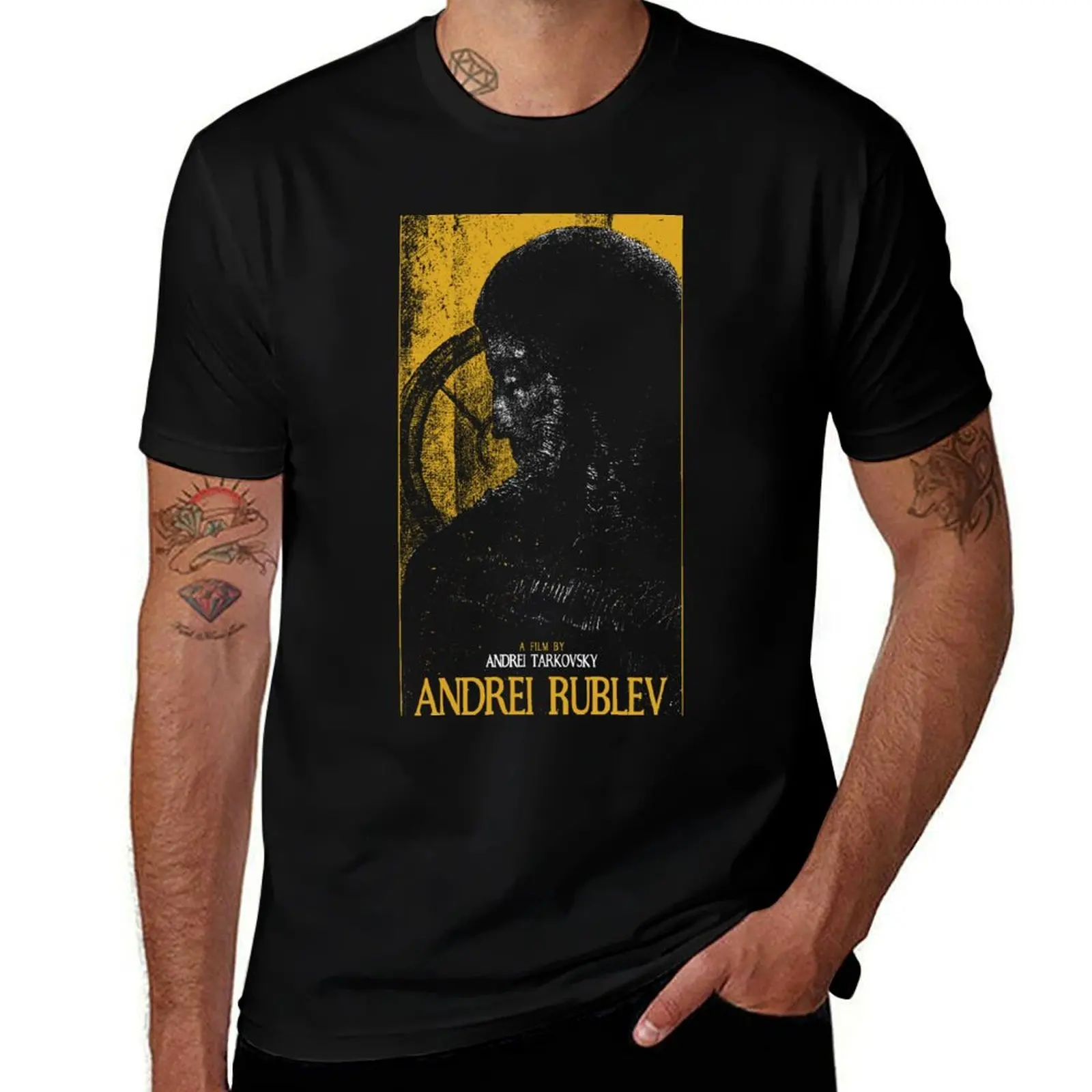 for Andrei anime T-Shirt Rublev man for man - t-shirt Tarkovsky cotton plain shirts t package black