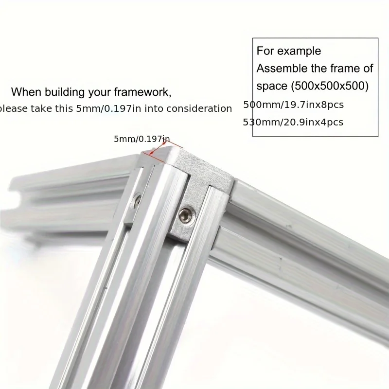 ข้อต่อ 3 ทาง 8 ชิ้น สำหรับโปรไฟล์อะลูมิเนียมมาตรฐานยุโรป รุ่น 2020 3030 1515 พร้อมสกรู