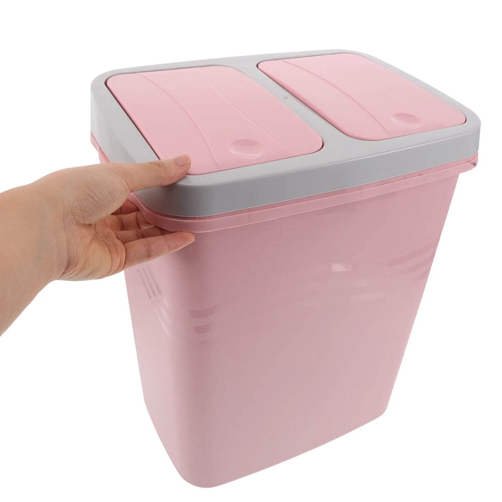 

Kitchen Trash Can Pink Dual Compartment Garbage Bin Recycling Waste Separator Narrow Design Easy Clean