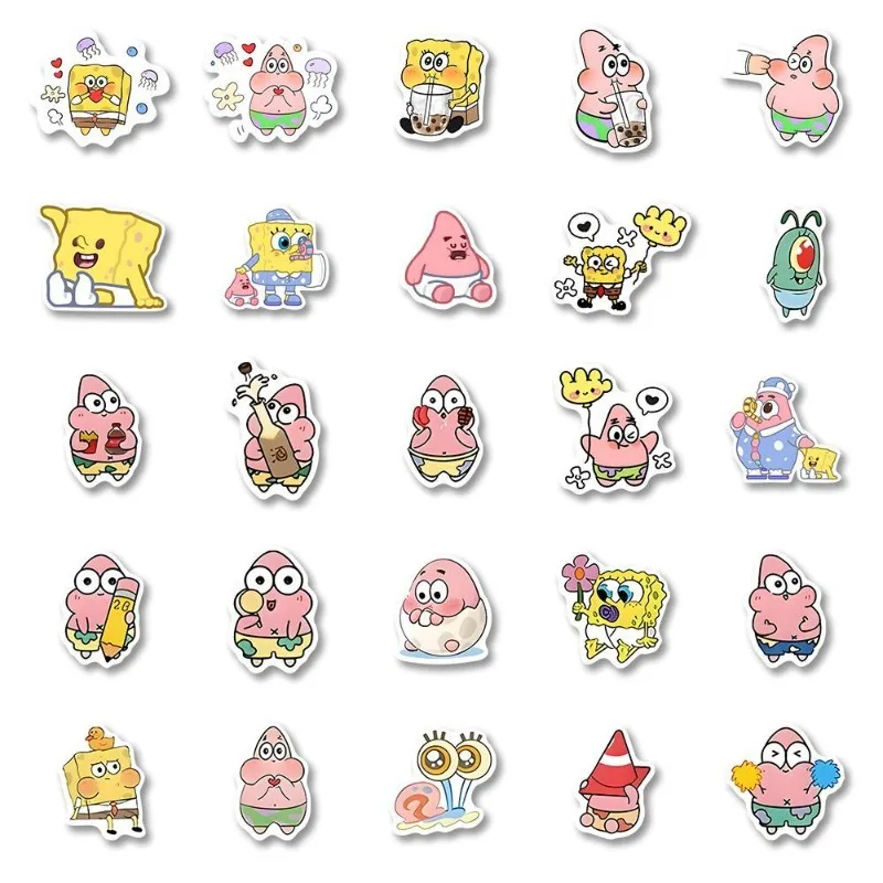 Kawaii 100 شعبية سبونجبوب سكوير ملصقات الكرتون لطيف فتاة القلب حساب اليد المواد DIY بها بنفسك الكمبيوتر المحمول الغيتار