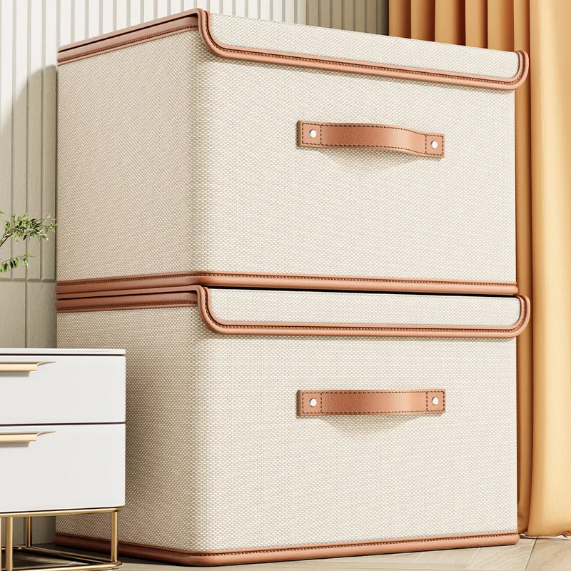 Caja de almacenamiento de ropa con tapa para uso doméstico, armario, caja de almacenamiento de ropa interior, organización de ropa en caja, cesta de almacenamiento de mantas