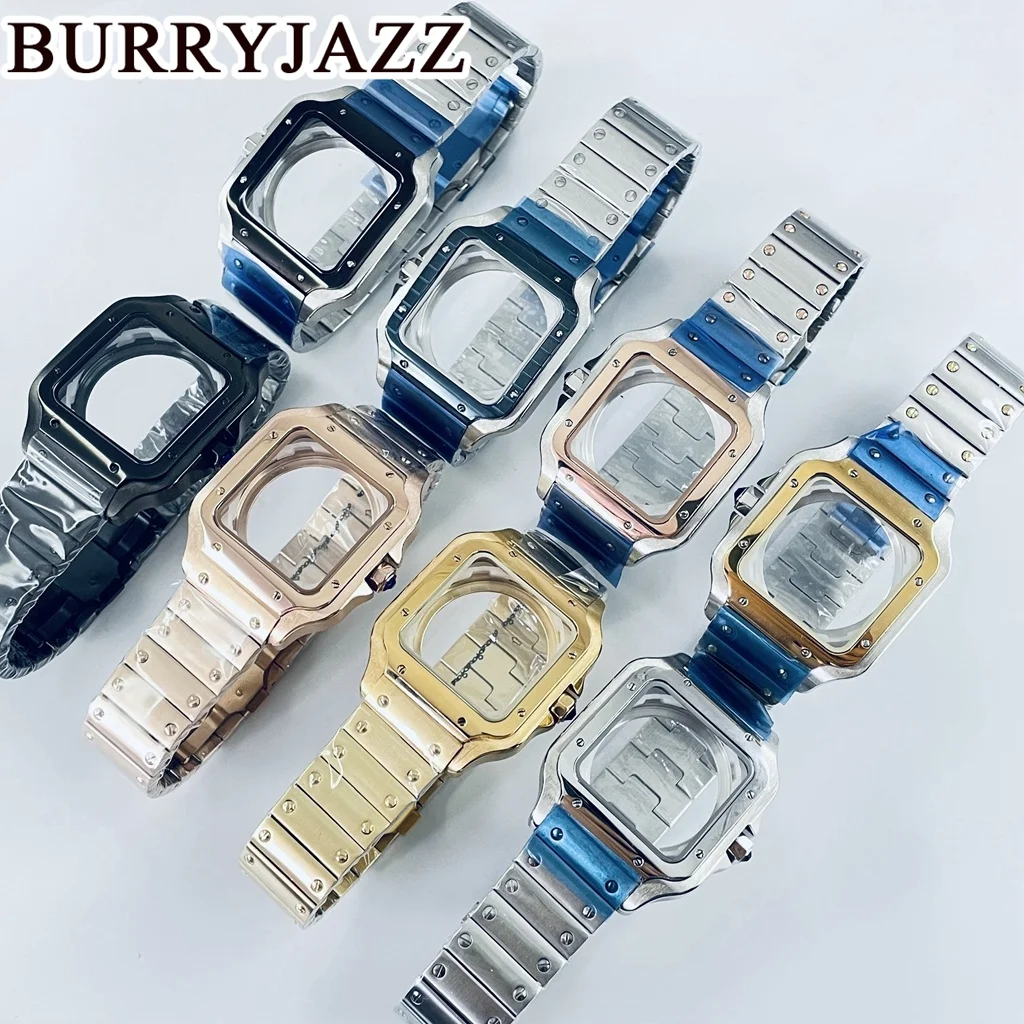 BURRYJAZZ حافظة ساعة مربعة 38 مللي متر لحركات NH35 NH36 مجموعة حافظة أوتوماتيكية 316L ساعة فولاذية إصلاح وتعديل أجزاء ساعة