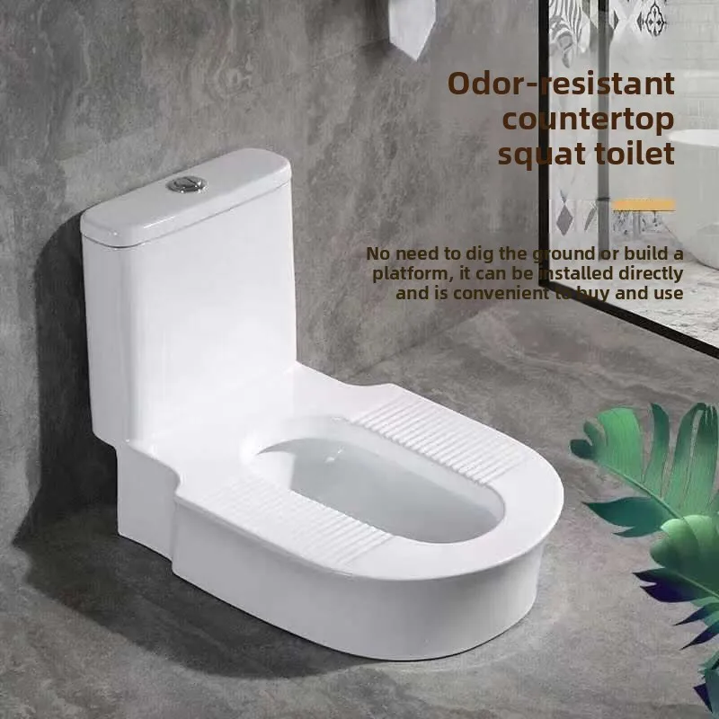 Odor-proof ceramic no-build platform squat toilet, squat toilet, household water-saving y