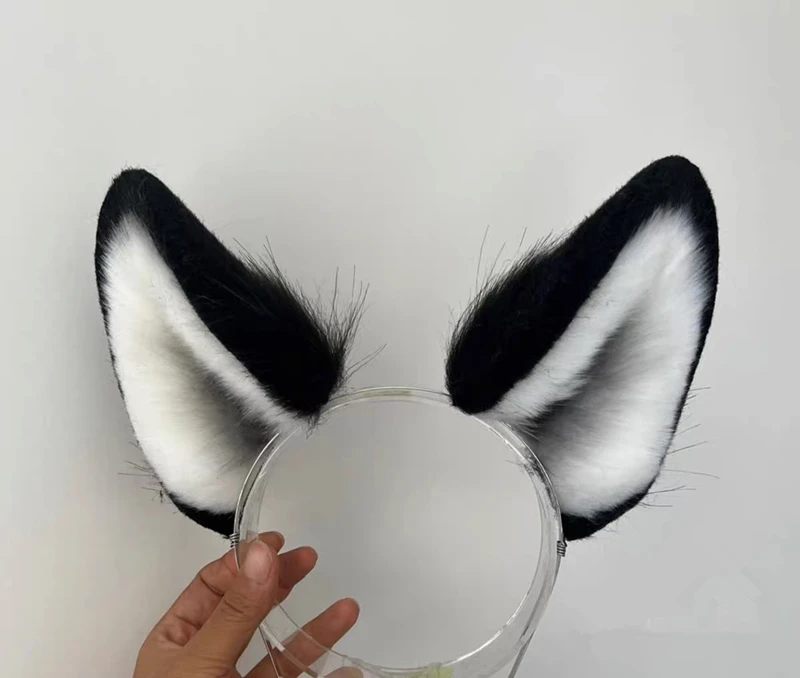 Original Handmade Custom Halloween Cosplay Props Simulation Animal Wolf Cat Fox Ears Headband Hairhoop Xmas Accessories