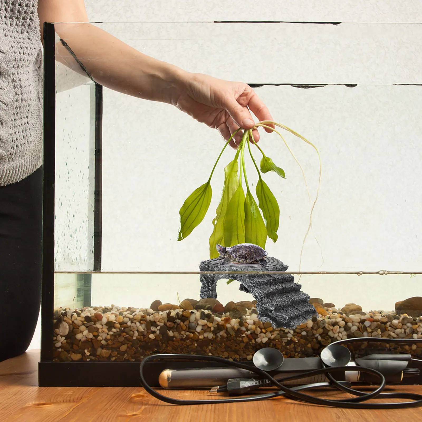 

1Pcs Realistic Resin Turtle Basking Platform Durable Reptile Floating Dock Tank Accessory Turtle Basking Platform