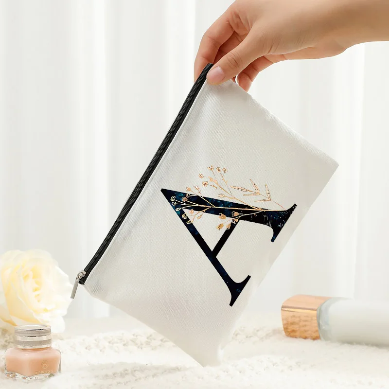 26 حرف زهرة حقيبة مستحضرات تجميل مطبوعة وصيفه الشرف هدية الزفاف التخرج هدية عيد المعلم حقيبة التخزين السفر العطور حقيبة جانبية #3