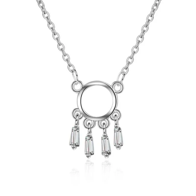 

Свежий Ловец снов, женские ювелирные изделия из стерлингового серебра 925 пробы, индивидуальная простая полая цепочка на ключицы с кристаллами, круглые ожерелья XZN066