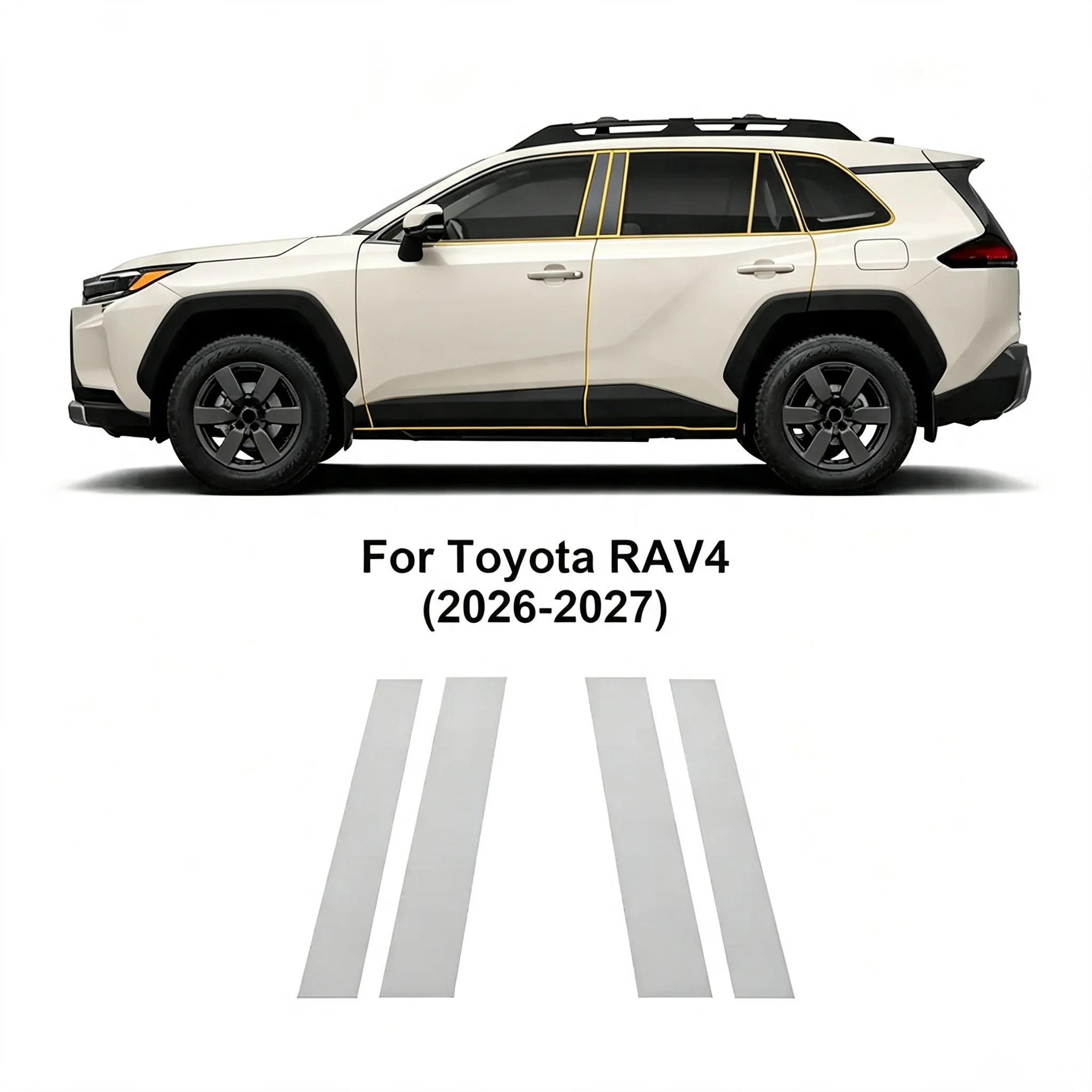 TPU Transparente Schutzfolie für Toyota RAV4 2026 Scheinwerfer Rückspiegel B-Säulen Anti-Kratz-Aufkleber PPF Klare Rauchfolie – Detail 2