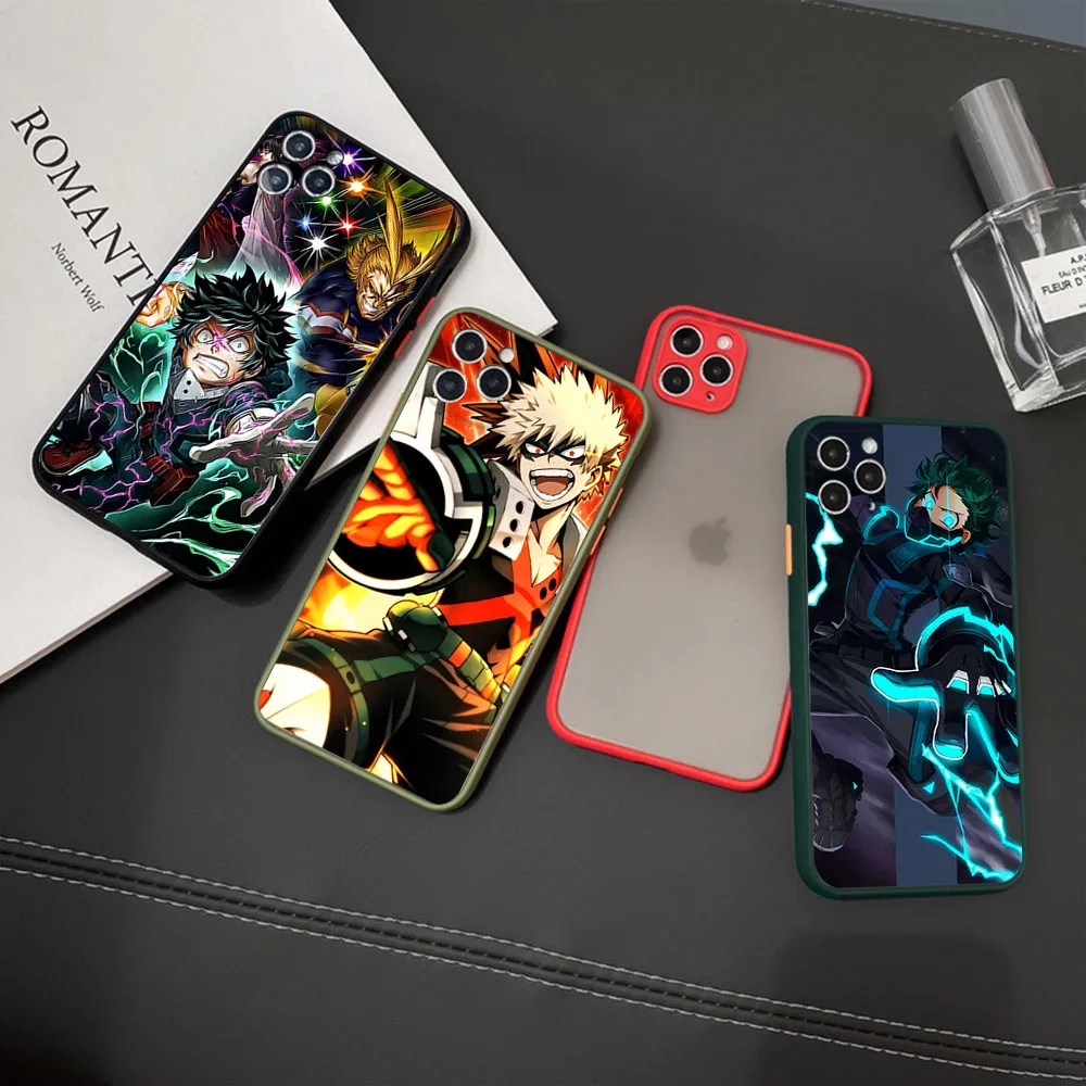 Phone Cases For iPhone 16 15 11 12 13 14 Pro Max X XR 7 8 Plus SE XS Mini My Hero Academia deku Skin feel Translucent Back Cover