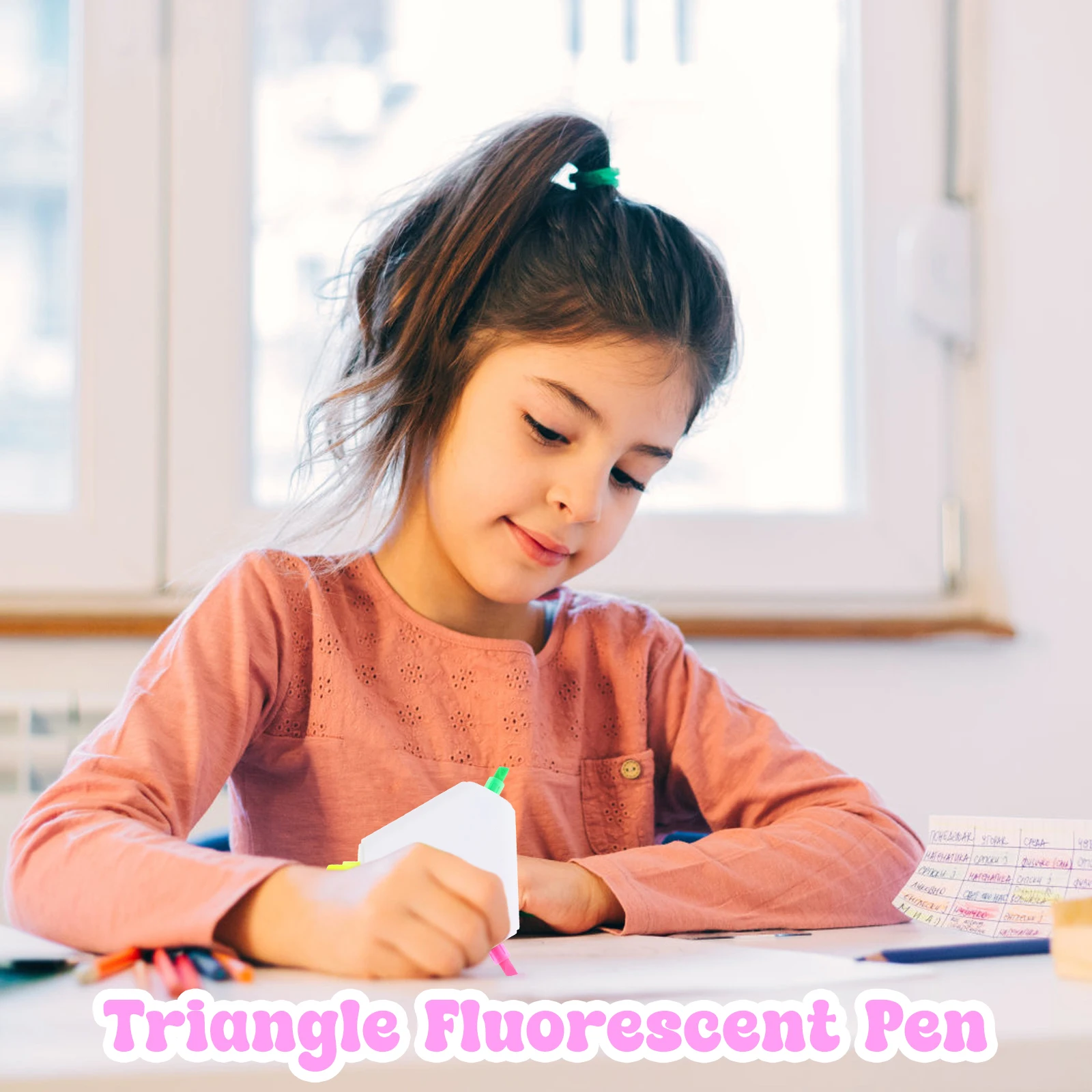 

9 Pcs Highlighters Fluorescent Pens Dual Tip Markers Scrapbooking Underlining Notes Yellow Pink Green Colors Plastic