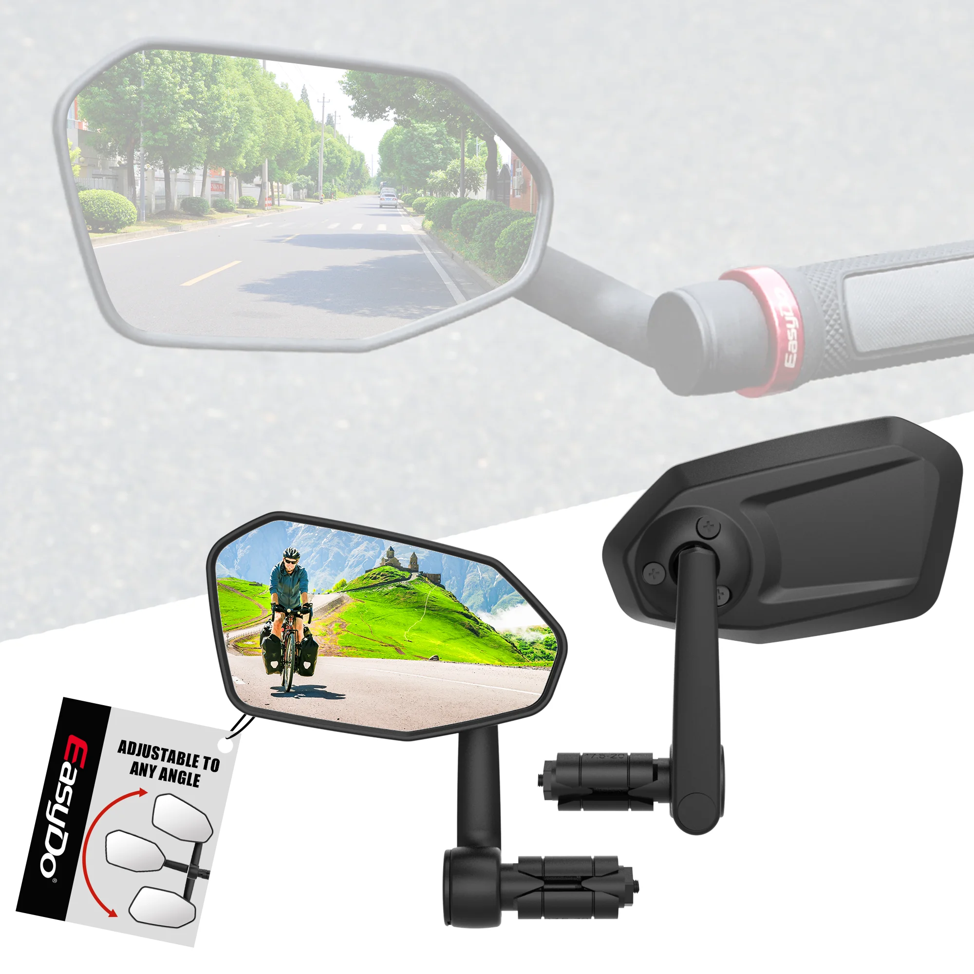 EasyDo Bike Mirror Bicycle Handlebar Mirror Clear Wide Range Back Sight Adjustable Rearview Scooter Cycling Bicycle Accessories