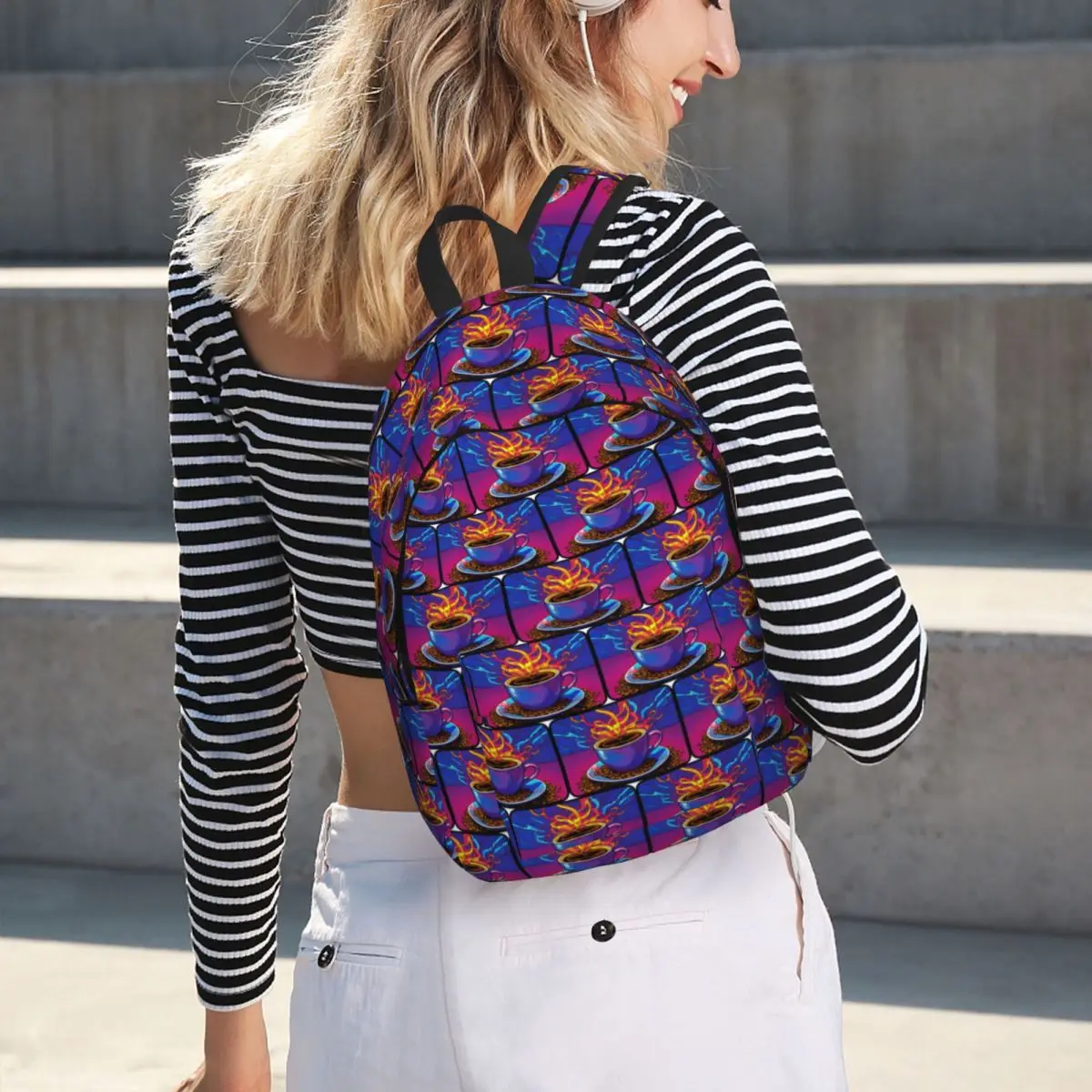 Electric Caffeine Rush Backpack Hot Sale Daypack Large Capacity Boys Girls BookBag School Bag Shoulder Bags for Men Women