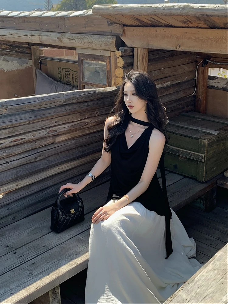 

Summer Women's Svel Wrap Ne Vest Double-Sided Wear Lacey Sa Simple Sle Casual Comfortable Breathable Top