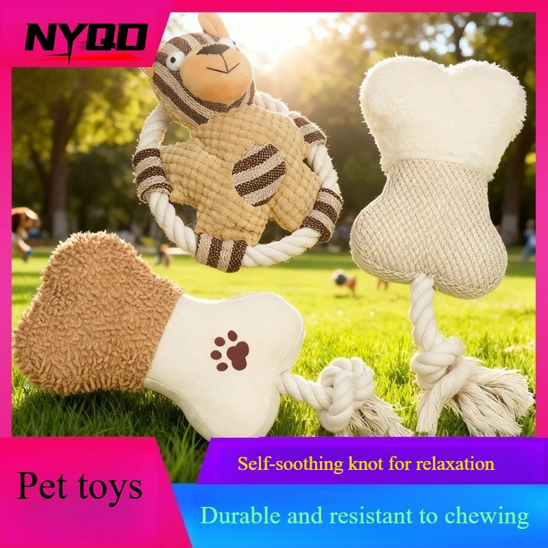 

Игрушка для собак, саморазвлекательная релаксационная веревка, узел, устойчивая к укусам, жевательная игрушка для чистки зубов, звуковая интерактивная игрушка для собак большого размера, игрушка для домашних животных