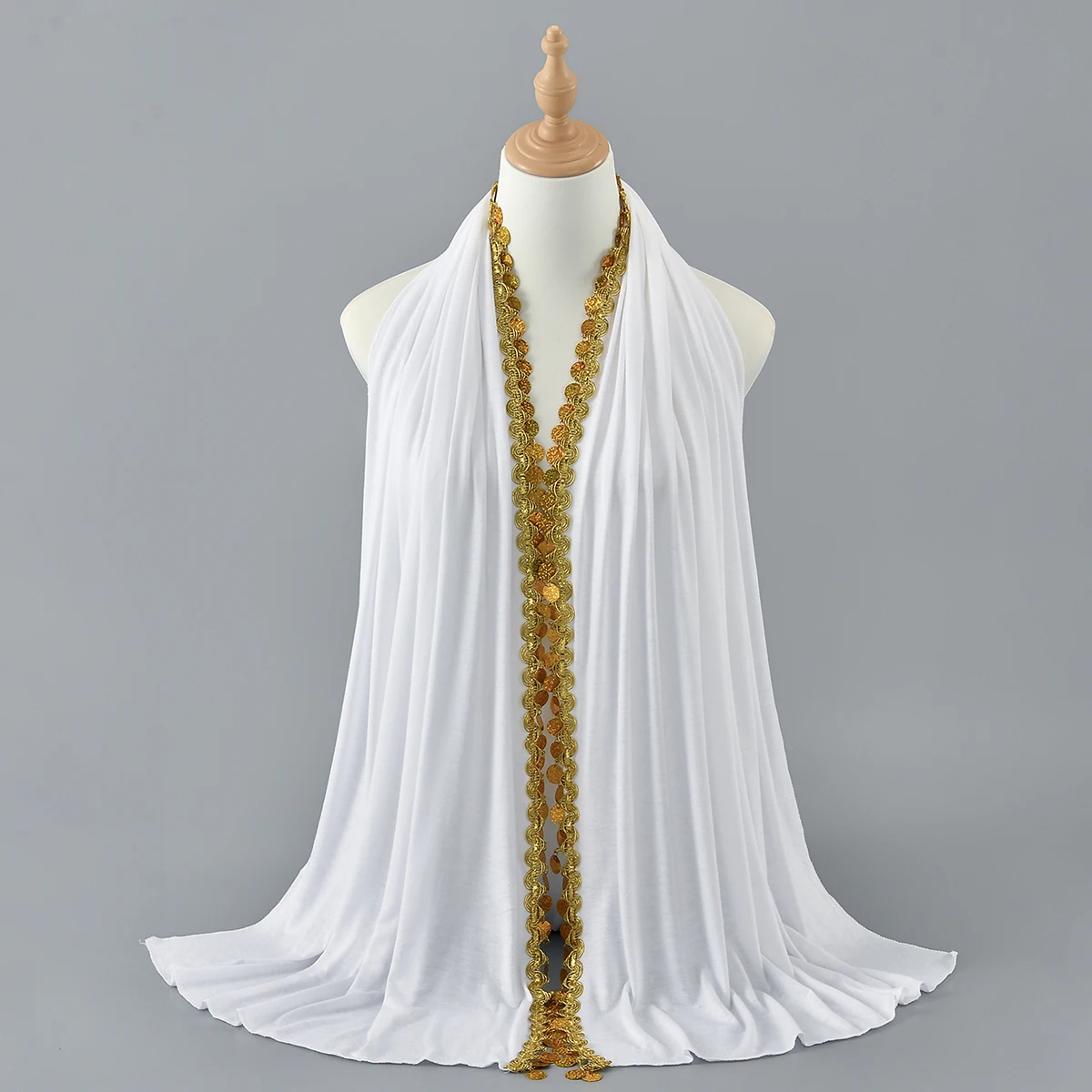 

Хлопковый трикотаж с блестками, шарф-хиджаб для женщин, эластичная шаль, простая мусульманская повязка на голову, модная длинная бахрома, исламский тюрбан