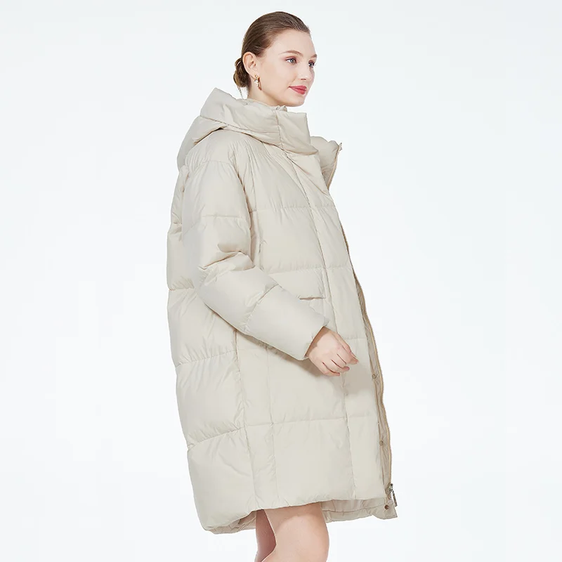 ICEbear-Chaqueta larga con capucha para mujer, Abrigo acolchado, parka de algodón, ropa de marca, GWD3802I, novedad de 2023