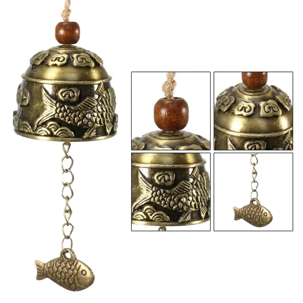 1pcs Bell Characteristics Handmade Hanging Wind Chime for traditional Zinc Alloy Decorate Dragon Fish Luck Fortune
