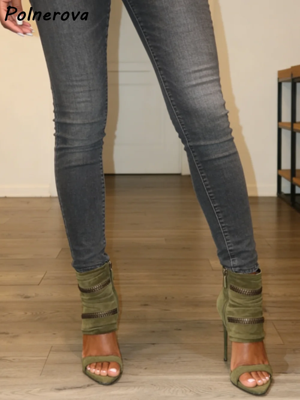 รองเท้าบูทแบบสวมเปิดนิ้วเท้าสี - Women'S Fashion Boots บทวิจารณ์และราคา