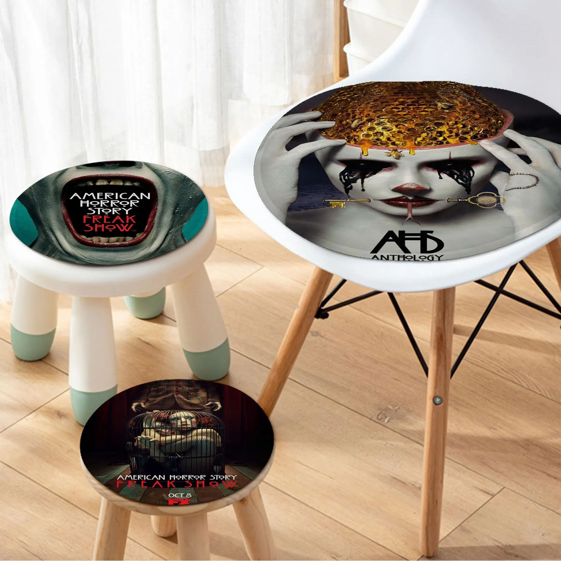 

TV Show American Horror Story Art Stool Pad Patio Home Kitchen Office Chair Seat Cushion Pads Sofa Seat Sofa Decor Tatami